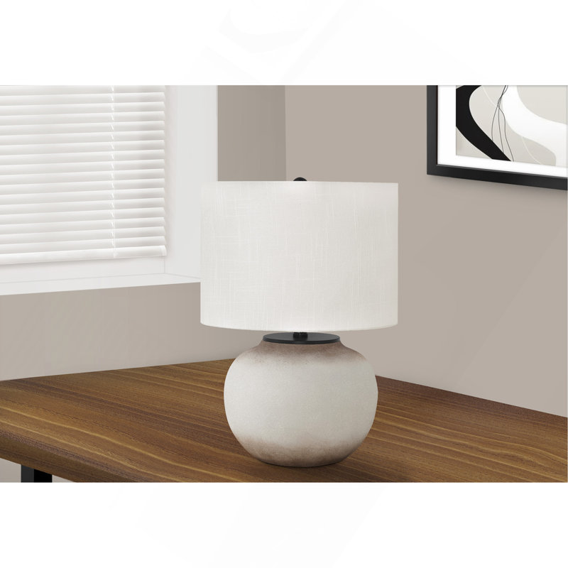 Lighting, H 21 po, lampe de table, céramique crème, abat-jour ivoire / crème, moderne