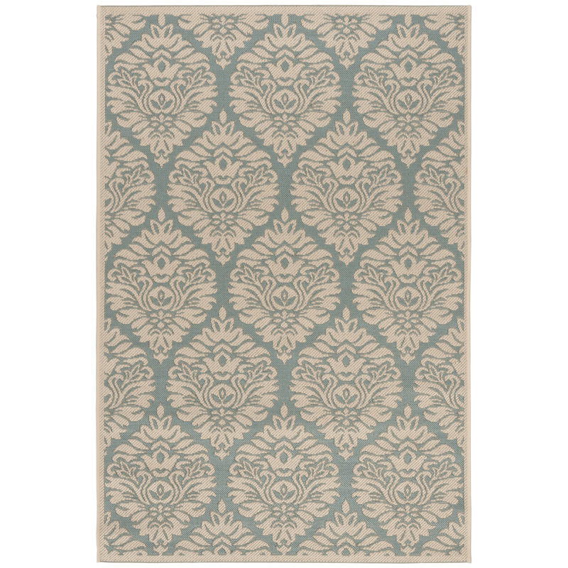 Gipson Indoor/ Outdoor Aqua/Cream Rug, Rectangle 122 x 183 cm