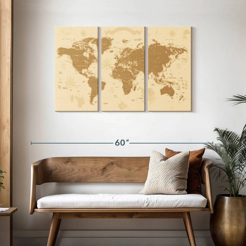 'Amber World Map, 28" H x 45" W