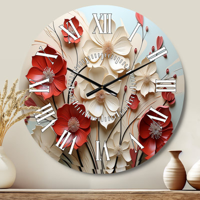 Horloge murale rouge et blanche
