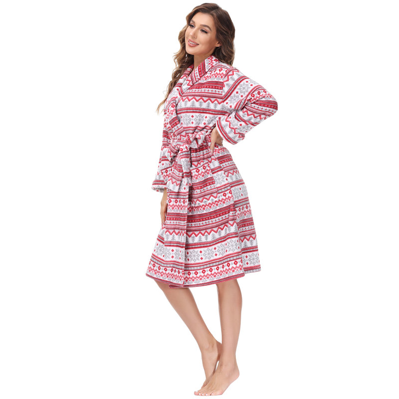 Cranberry XL Microfiber Polyester Plush Bathrobe