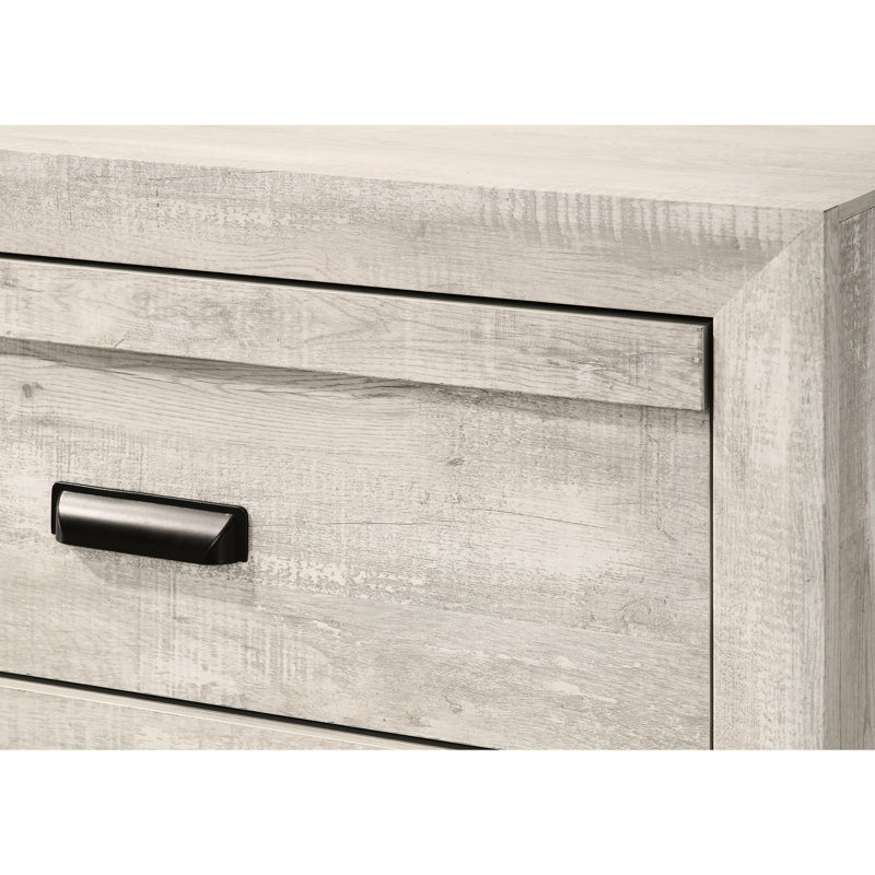 Lit double beige avec motif géométrique et attrait rustique