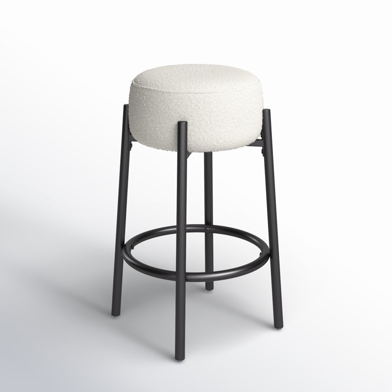 Colombe Upholstered Stool with Metal Frame, Counter Stool (26.3" Seat Height), Ivory Boucle