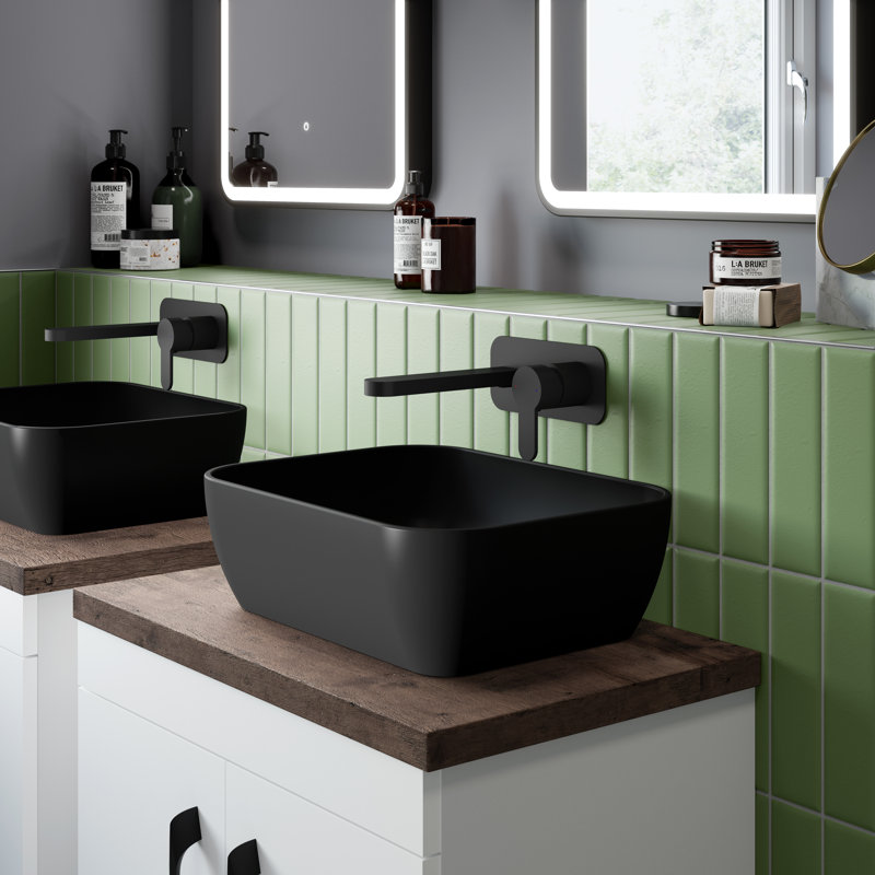 Nuie Vessels 350mm L x 350mm W Vitreous China Circular Sink, Matte Black