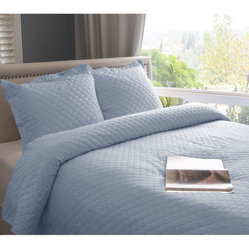 Basics Polyester Quilted Quilt, Twin Quilt + 1 Standard Sham, Light Blue