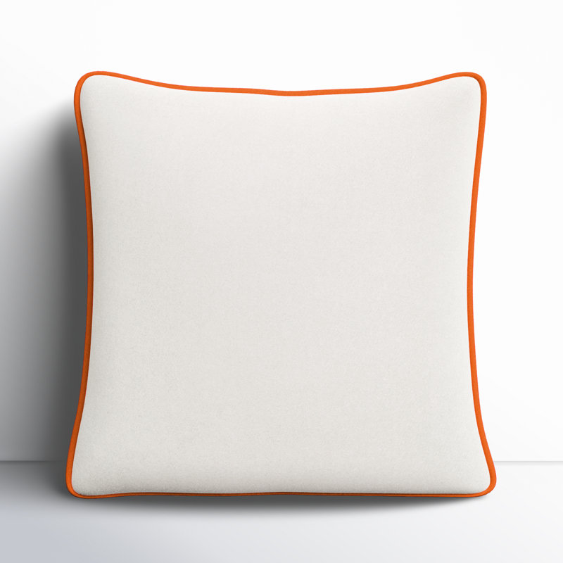 Coussin Lombard, Duvet, 22 po x 22 po, Crème / Rouille