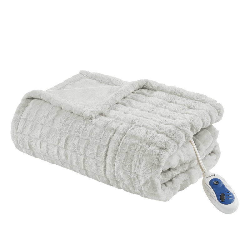 Jeté en fausse fourrure surdimensionné Beautyrest Zuri, Blanc
