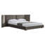 Ensemble de chambre à coucher 4 pièces en tissu taupe foncé moderne + faux travertin Nolte