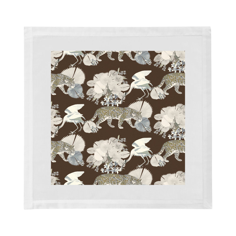 Leopard Walk Cotton Sateen Dinner Napkins, Chocolate