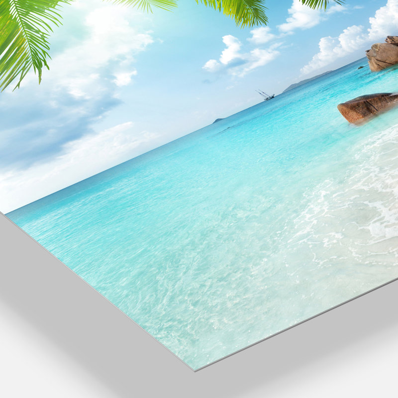 «Praslin Island Seychelles Beach», photographie, H 28 po x l 60 po x P 1,5 po, Toile tendue