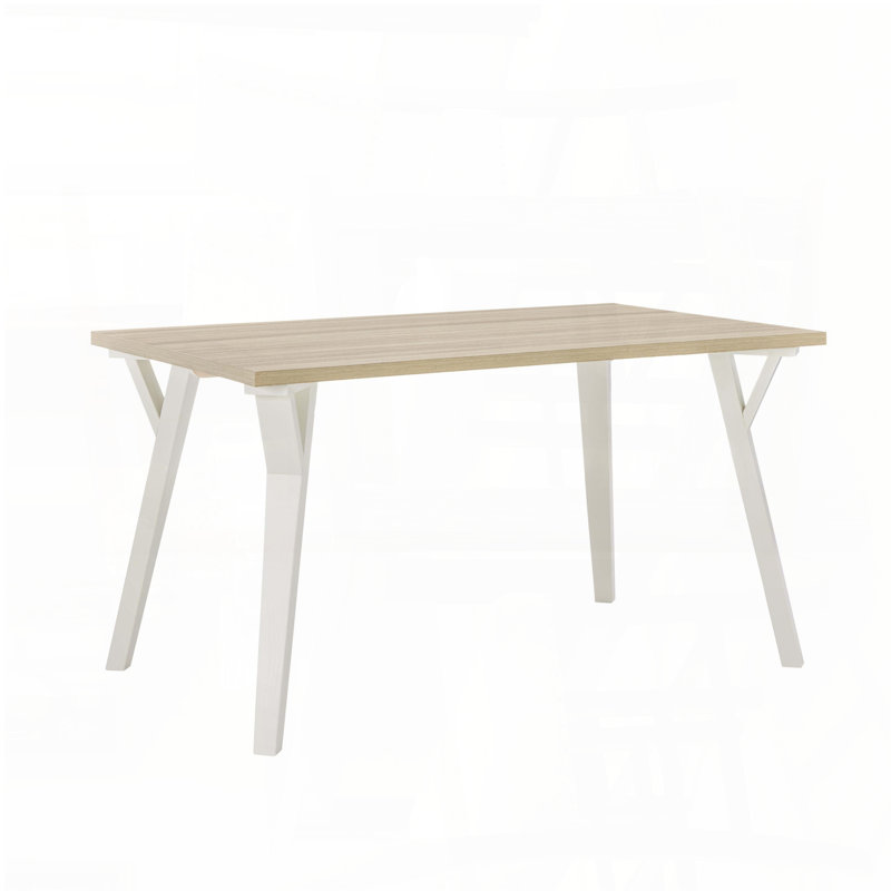 Contemporary Rectangular Dining Table – White and Natural Wood Two-Tone