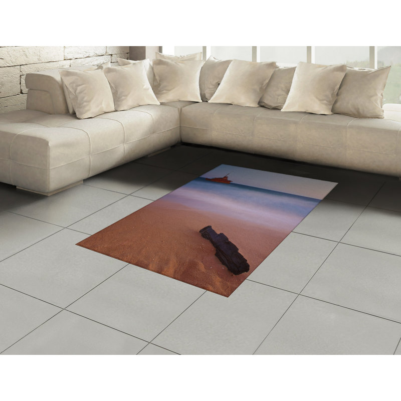 Tapis décoratif nautique à haute densité en fibre de polyester à longs fils, Rectangle— 4 pi x 5 pi 8 po