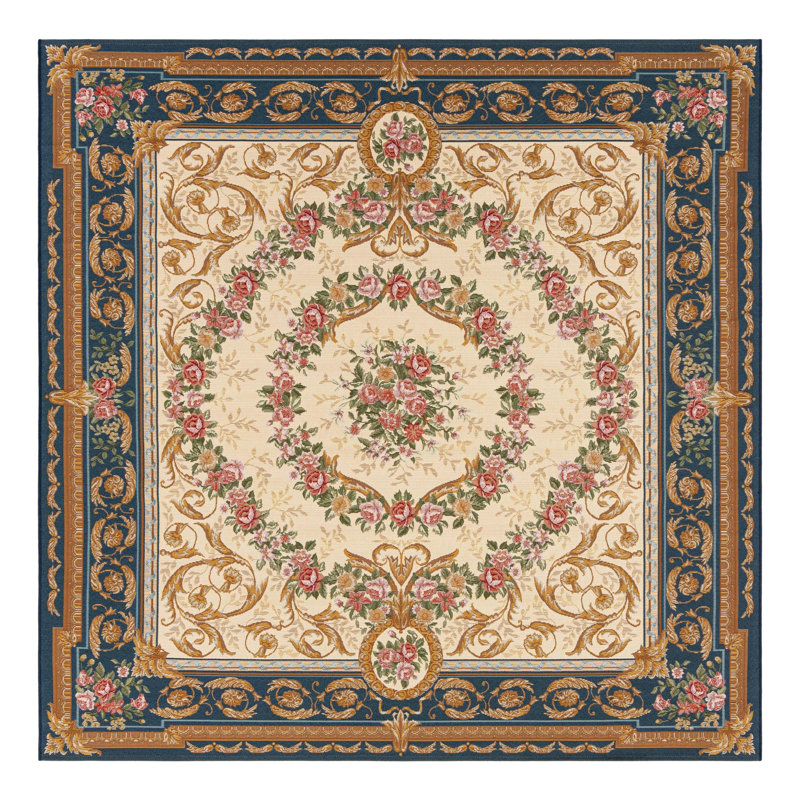 Indoor/Outdoor Traditional Area Rug, Square 7'10"