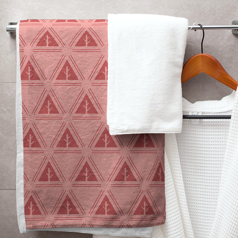 Serviette de bain d’arbre minimaliste classique Barbra, Rouge foncé / rouge clair