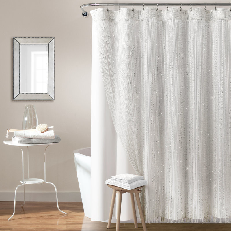 Lush Decor Night Sky String Thread Shower Curtain with Liner Included 2 Piece Set