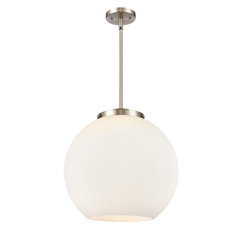 Luminaire suspendu sphère 3 lumières Ralph, H 16,38 po x l 15,75 po x P 15,75 po, Nickel satiné brossé, Blanc mat