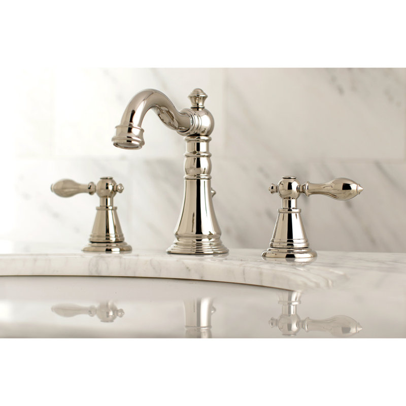 English Classic Widespread Bathroom Faucet with Drain Assembly, Polished Nickel