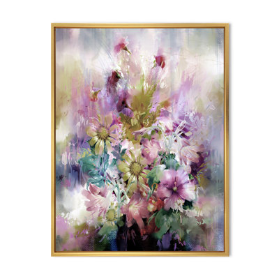 Grunge multicolore fleurs printanières - art mural traditionnel sur toile