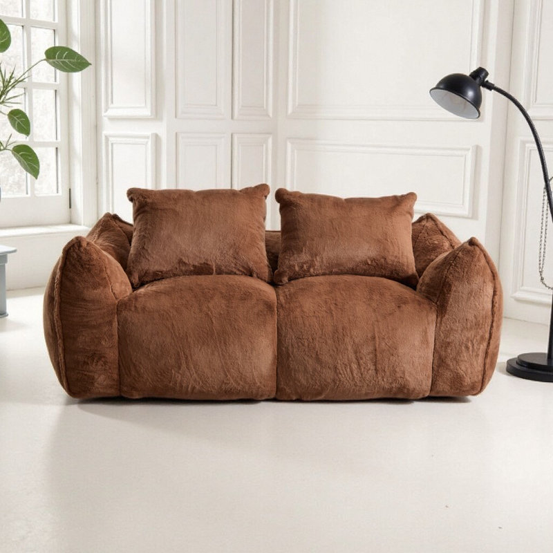 Giant Bean Bag Couch for Adults, Ultra Soft Fluffy Loveseat Bean Bag Sofa, Chase Lounge Chair Indoor for Living Room Bedroom, No Assembly Required Cozy Reading Chair with Pillows