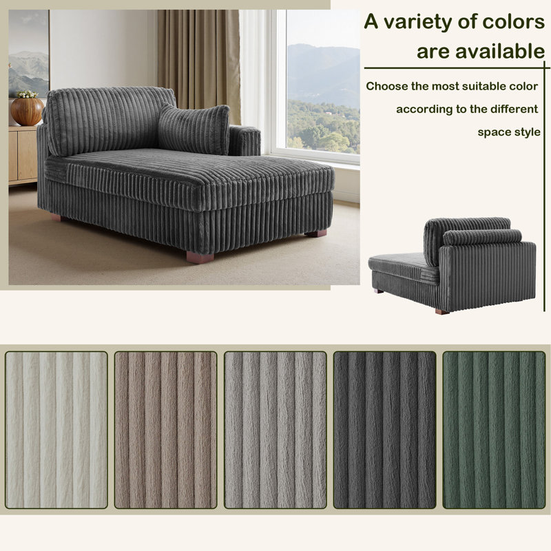 Bukvice Chaise Lounge, Left Hand Facing, Grey