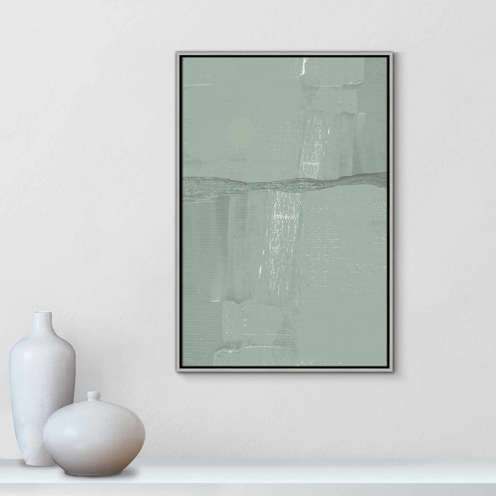 Attica "Sage Abstract" Print, 37.5" H x 25.5" W x 2" D, Silver