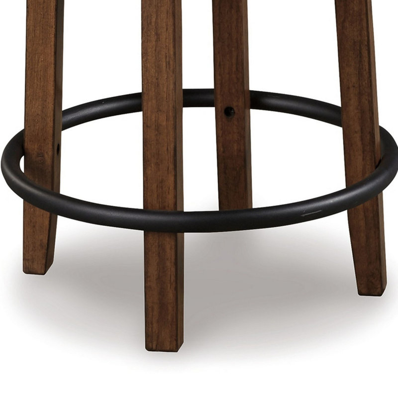 Gayna Zane Swivel Counter Stool Chair | Nailhead Trim | Curved Back, Counter Stool (25" Seat Height), Brown, Beige