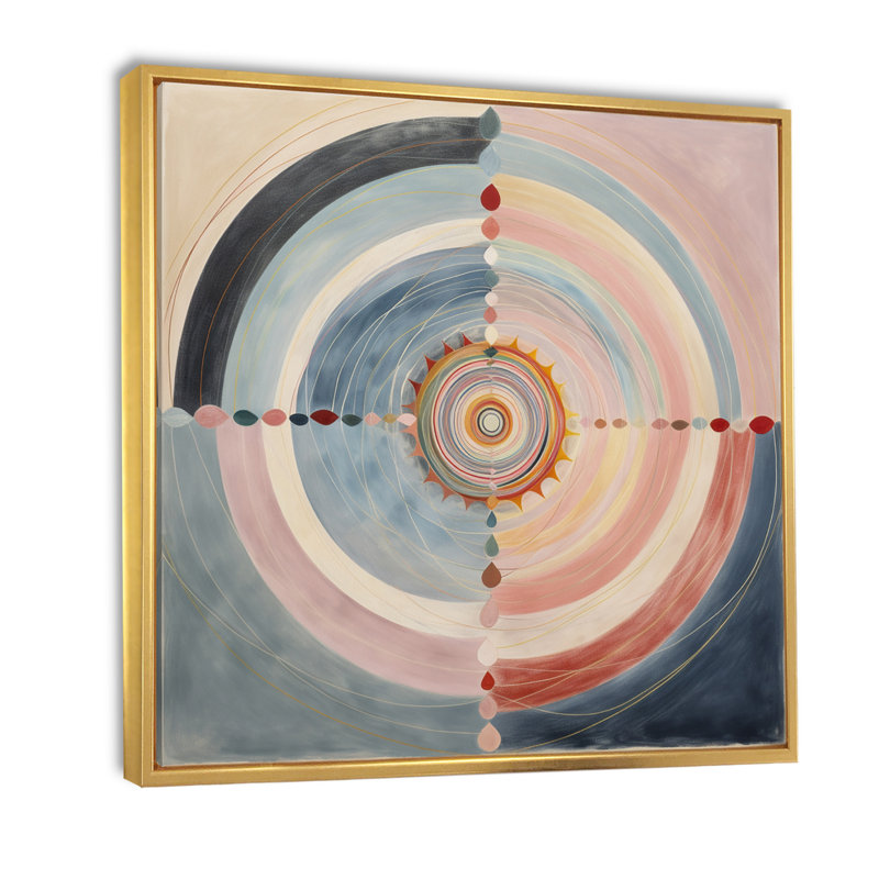 Serendipity In Retro Pink Pastel - Abstract Spirals, art mural sur toile, H 24 po x l 24 po x P 1 po, Cadre flottant doré