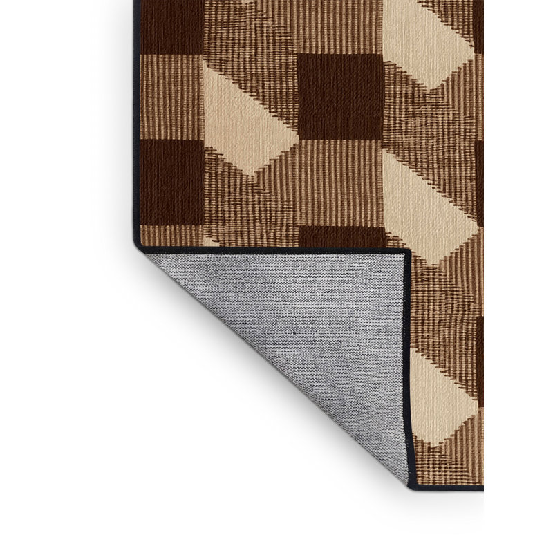 Tapis brun à carreaux lavable à la machine, Carré 7 pi