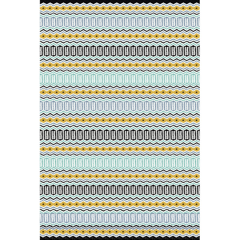 Multi-Colored Stripe Sectioned Geometric Patterned Modern Decorative Rug, Runner 3'3.37" x 6'6.74"