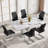  63'' Wooden Dining Table Set, Rectangle Gray Dining Table Set for 4/6 with Leather Chairs-755028154-755028158