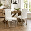 Lot de 2 chaises de salle à manger rembourrées, style chaises d'appoint, pour cuisine ou salon, avec pieds en bois massif et revêtement en tissu mélangé en lin.-863978924-858512265