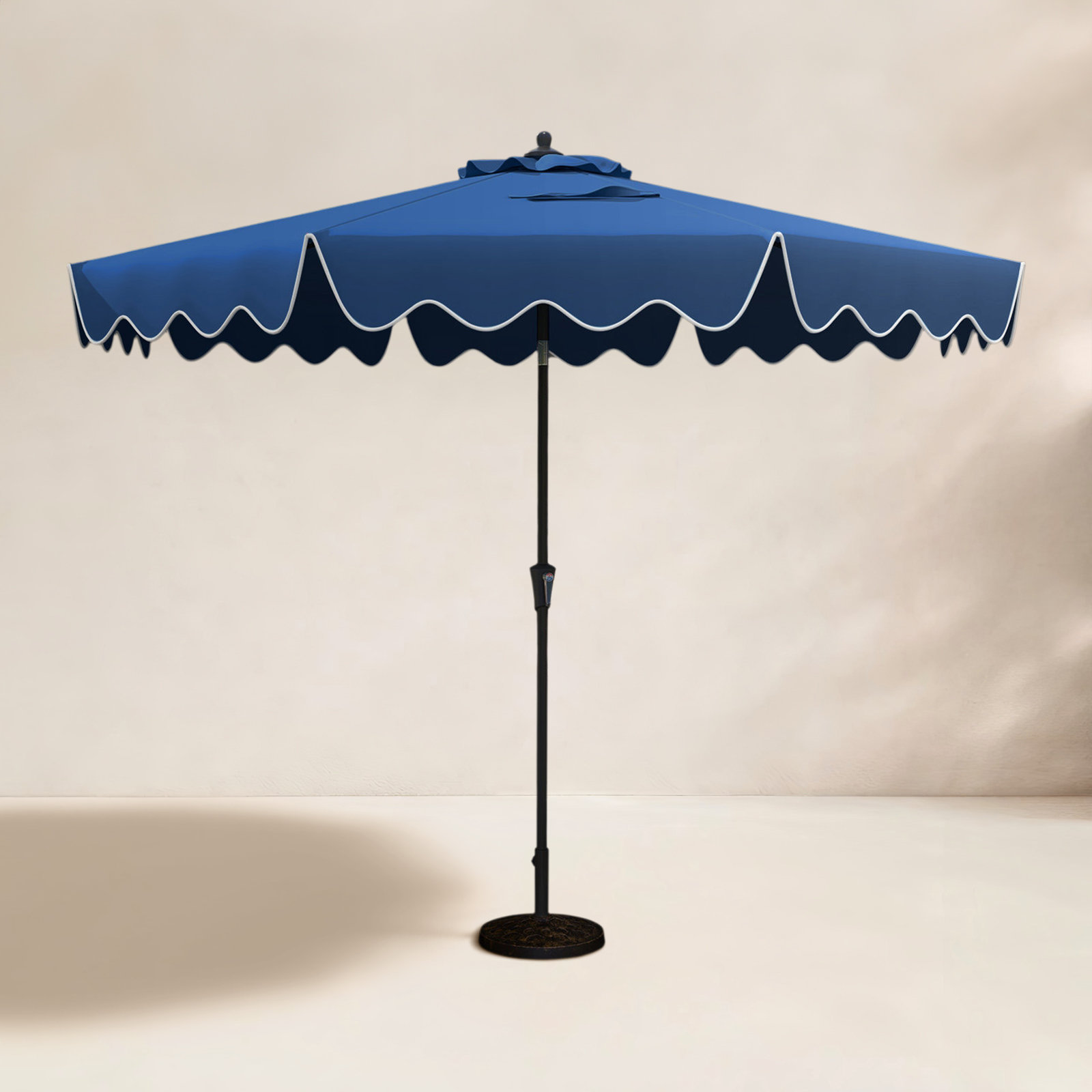 Carmeletta 108" W 2-Tier Market Umbrella, Navy