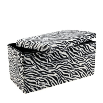 Go-Poufs Knock-Down Rectangular Faux Fur Storage Ottoman |30"x15"x15"