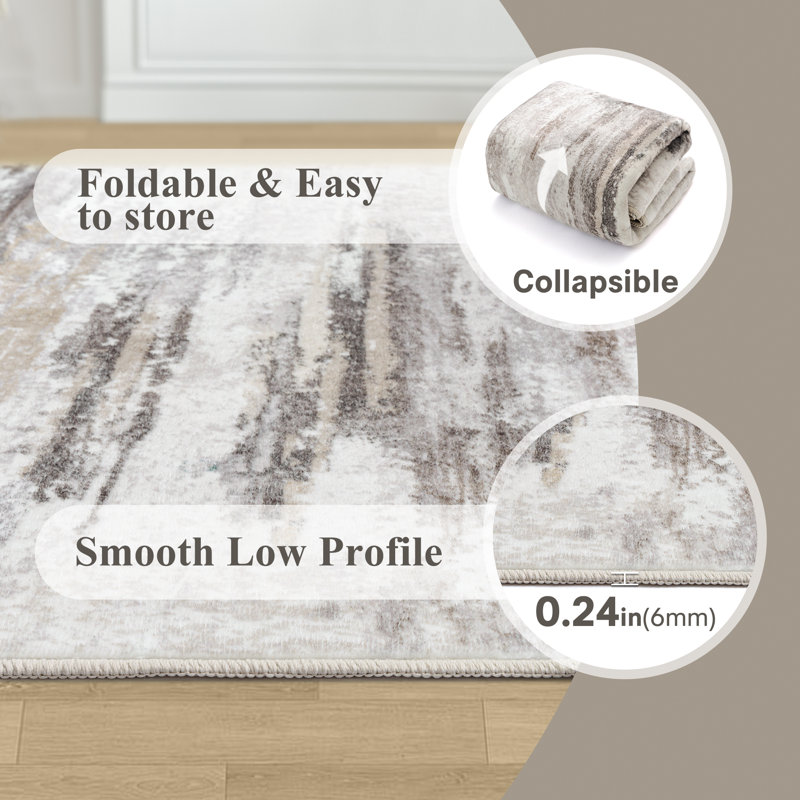 Tapis abstrait lavable à la machine avec envers antidérapant Abernethy, Tapis de couloir 2 pi x 8 pi