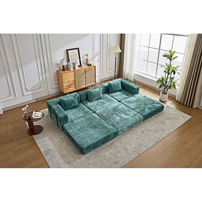Canapé-lit modulaire convertible, Vert foncé, vert