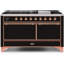 ILVE UM15FDQNS3BKCLP Majestic II 60 inch Dual Fuel Range with 9 Burners, Griddle (Liquid Propane, Solid Door, Glossy Black, Chrome)-1666292246-1666292706