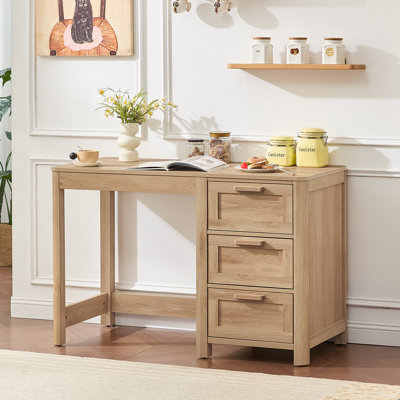 48'' Farmhouse Executive Desk With Storage, Wooden Home Office Desk With Drawer And Vintage Handle, Large Computer Writing Desk For Study, Bedroom, Living Room