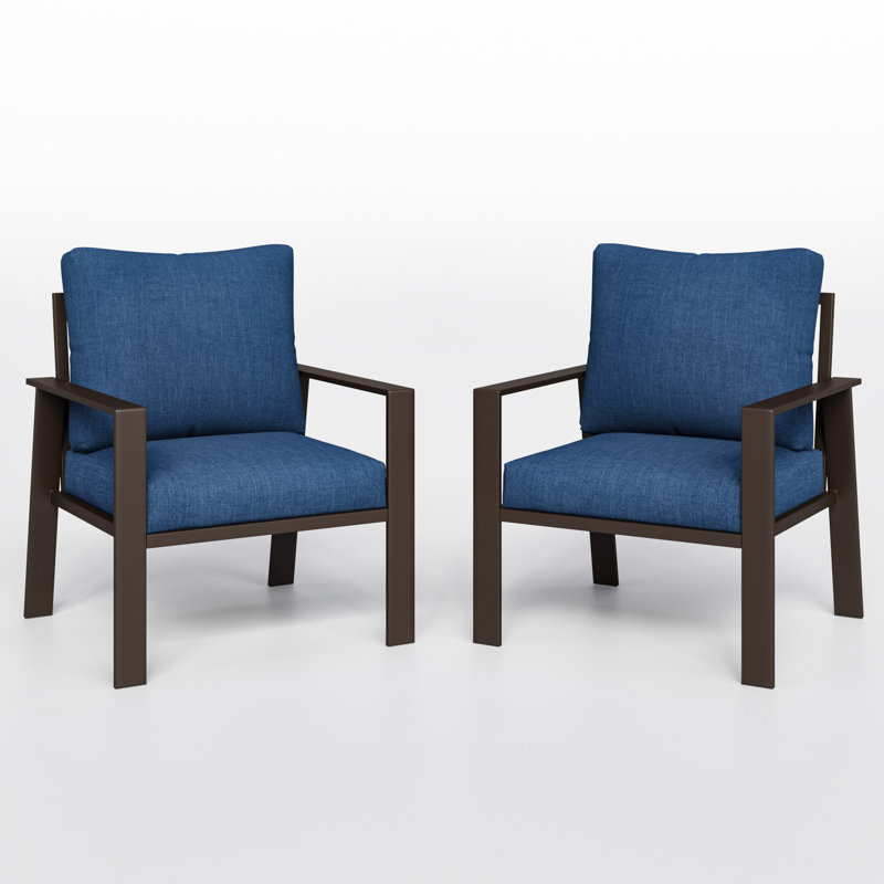 Fauteuil d'extérieur en aluminium avec coussins, Marine