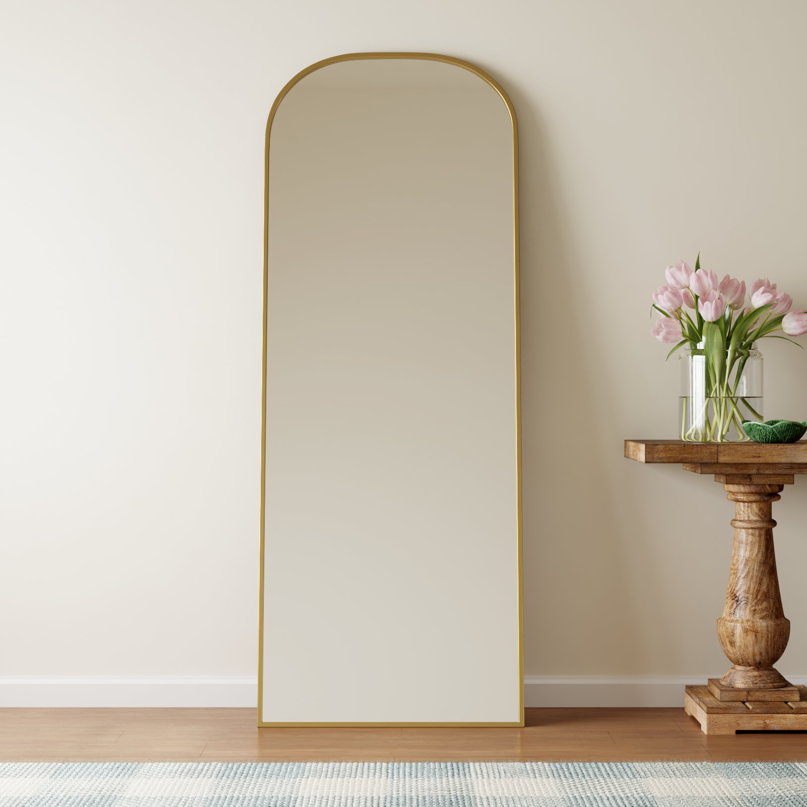 Sabine Metal Wide Arch Wall Mirror, 74" x 28", Brass