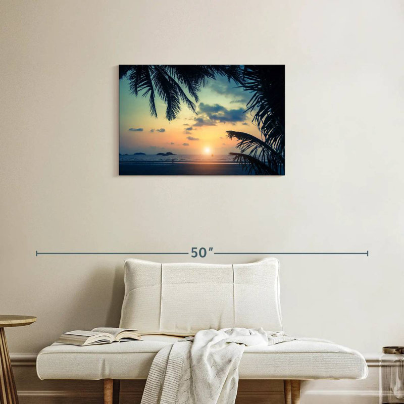 Gillard coucher de soleil silhouette de palmiers, H 20 po x l 30 po