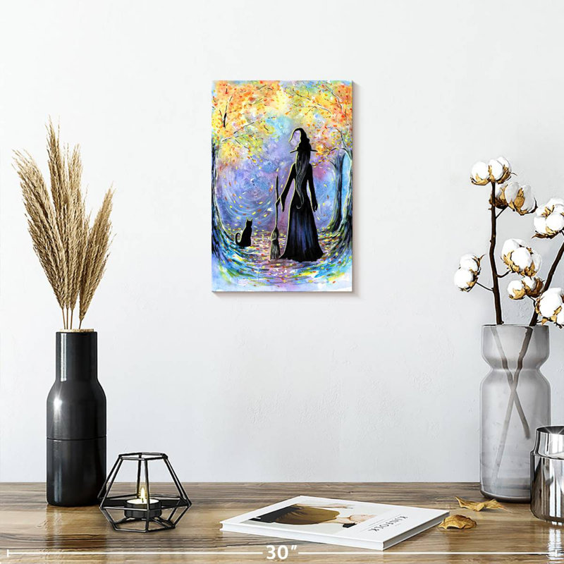 Kelan Witch And Black Cat, 12" H x 8" W