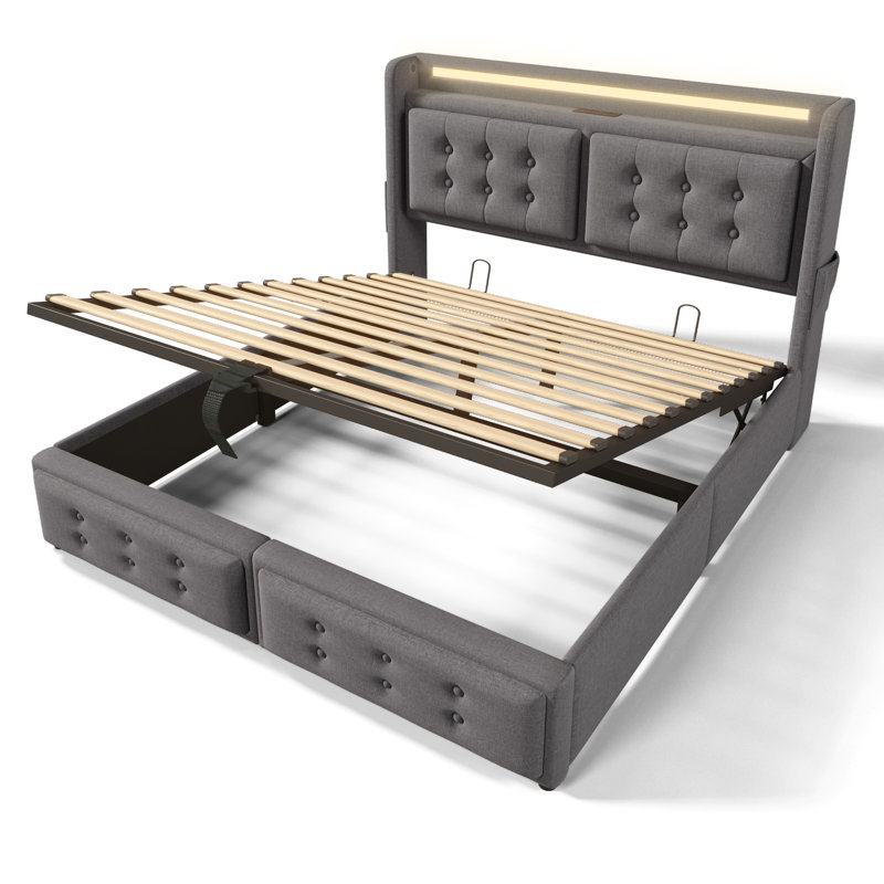 Bed, 4FT6, Grey