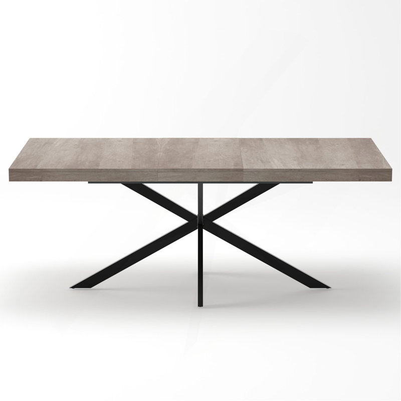 Table de salle à manger rectangulaire de 55,11 po à 70,86 po, avec plateau central en relief de la même couleur et boîte de rangement, convient aux salles à manger, aux cuisines et aux salons