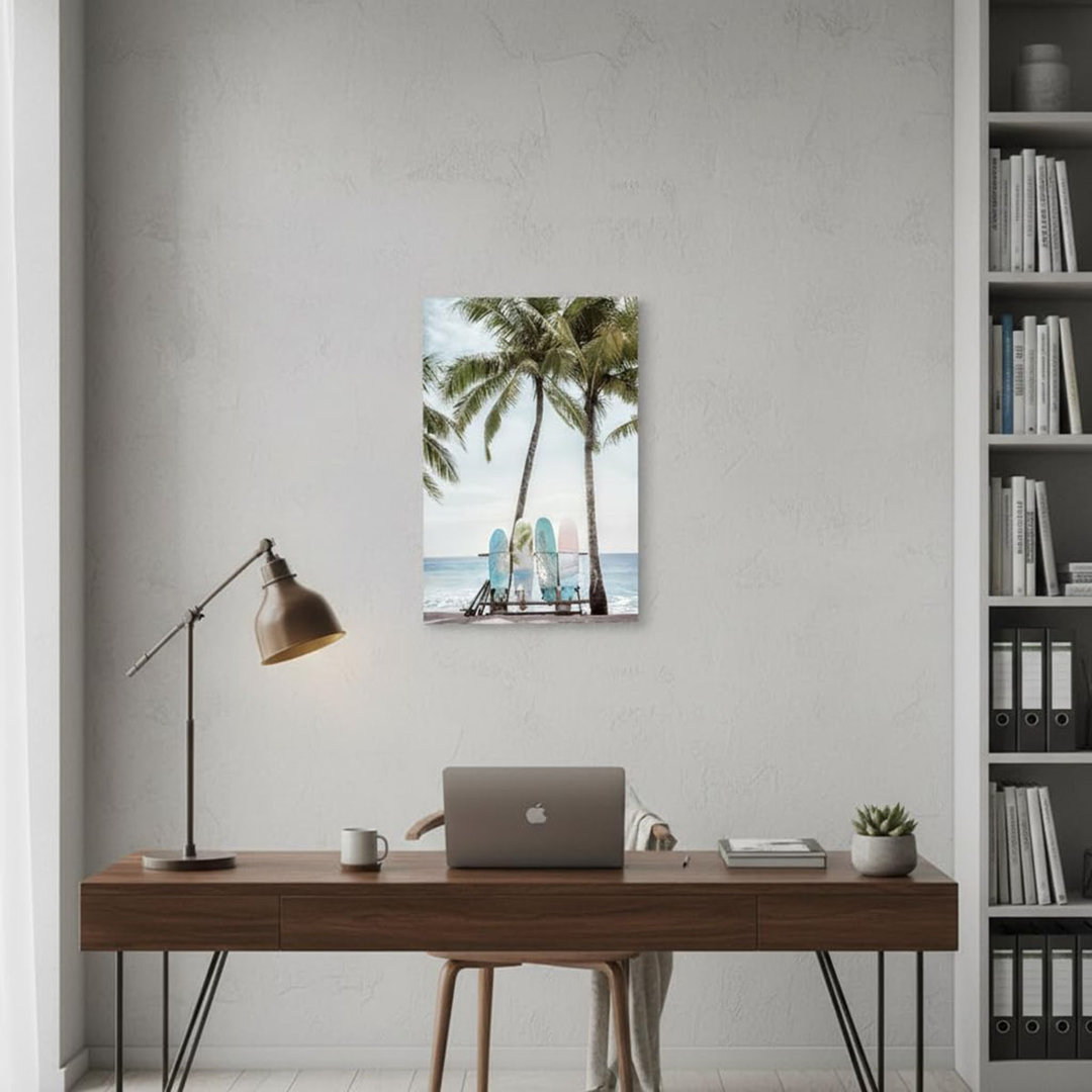 Canvas Wall Art Bathroom: Beach Scene Ocean Picture Coastal Palm Tree Print Surf Seascape Painting Sea Seascape Seaside Artwork Decor For Living Room