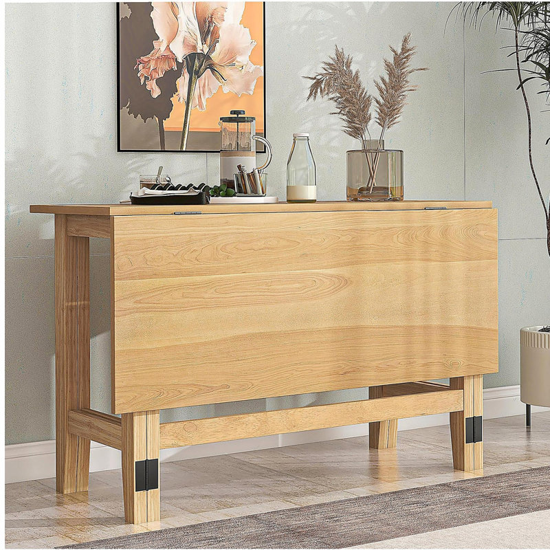 Farmhouse Wood Extendable Dining Table with Drop Leaf, Natural