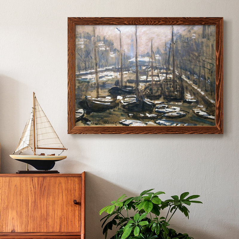 Canal of Amsterdam in Winter, 1874 - reproduction d'art sur toile, Érable, H 28 po x l 42 po x P 1,5 po