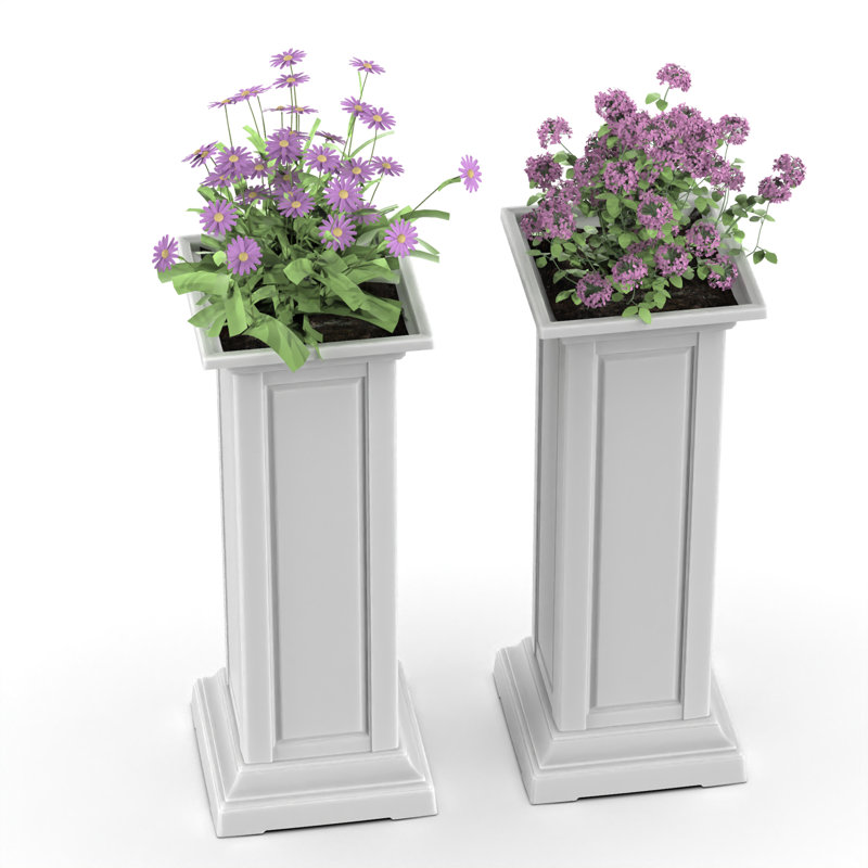 All-Weather Gray Resin Planter (Set of 2)