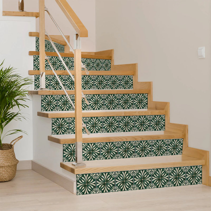 Dark Green and Beige 12x12-inch Vinyl Peel and Stick Mosaic Tile Set