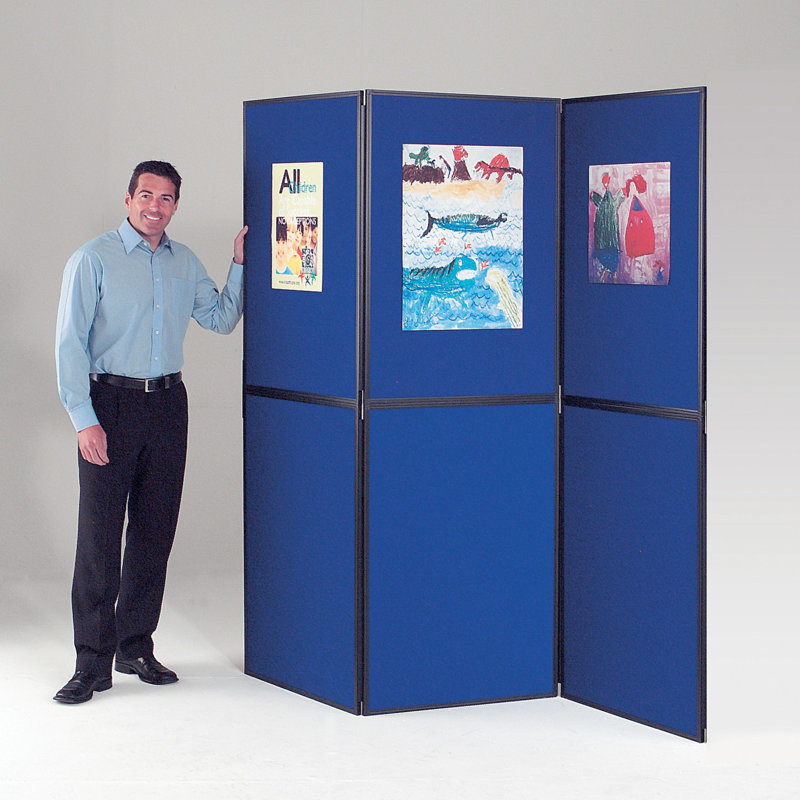 Free-Standing Bulletin Board, 200cm H x 210cm W, Black, Royal Blue