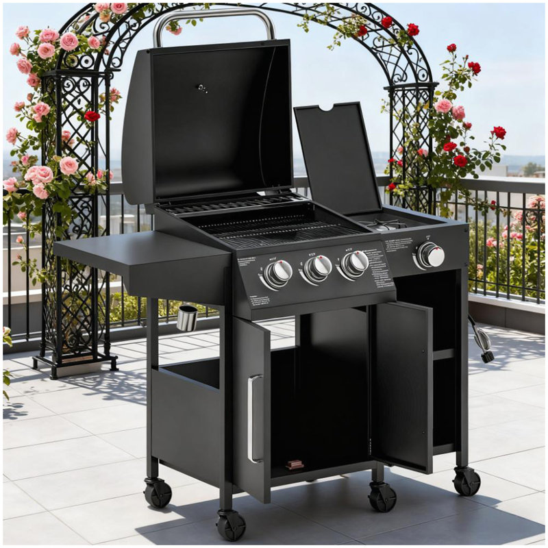 Barbecue au gaz avec brûleur latéral